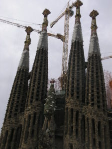 Ein Baustellenfoto von der Sagrada Familia.